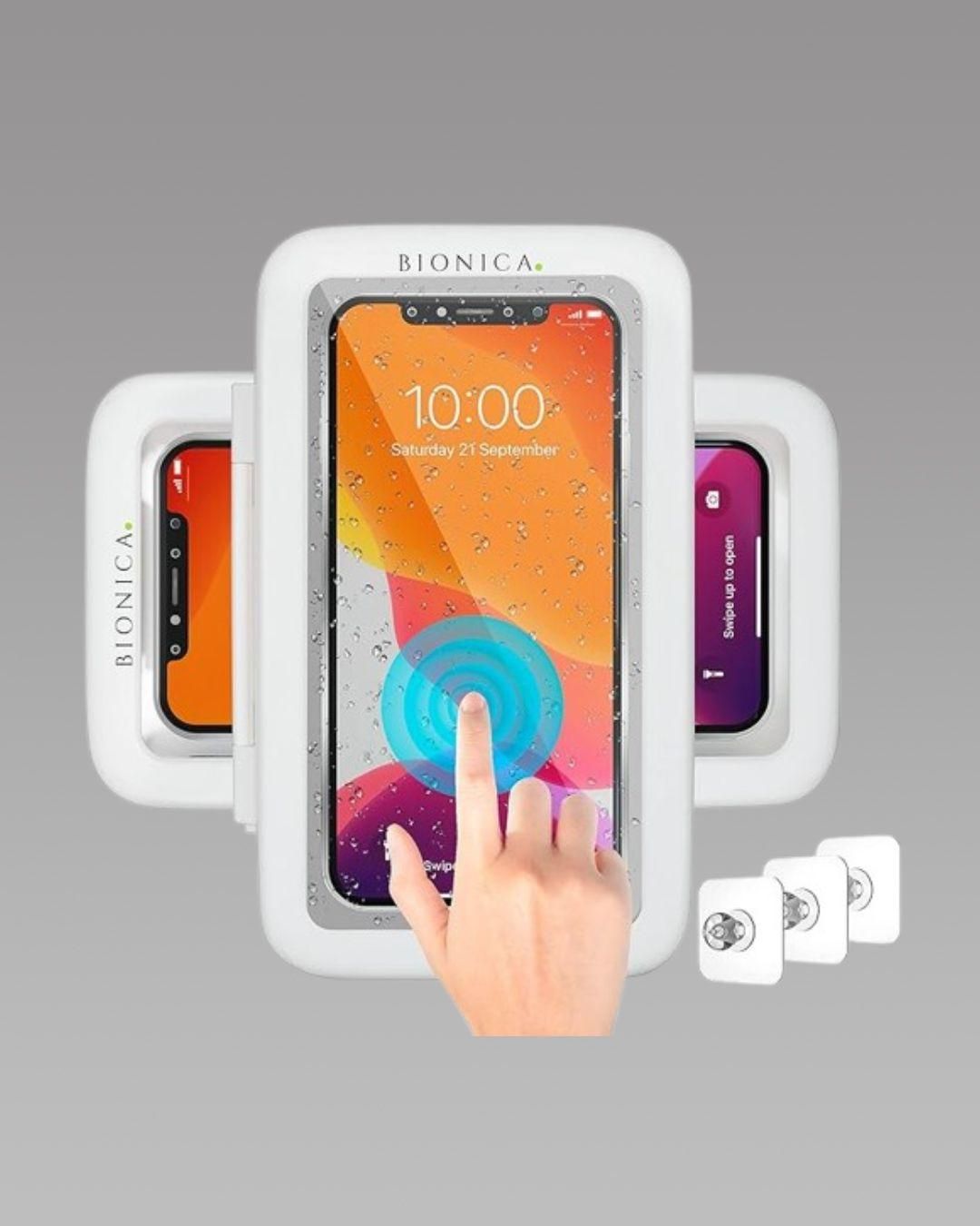 Waterproof & Anti-Fog Phone Holder – Universal Wall Mount Stand Case (White)