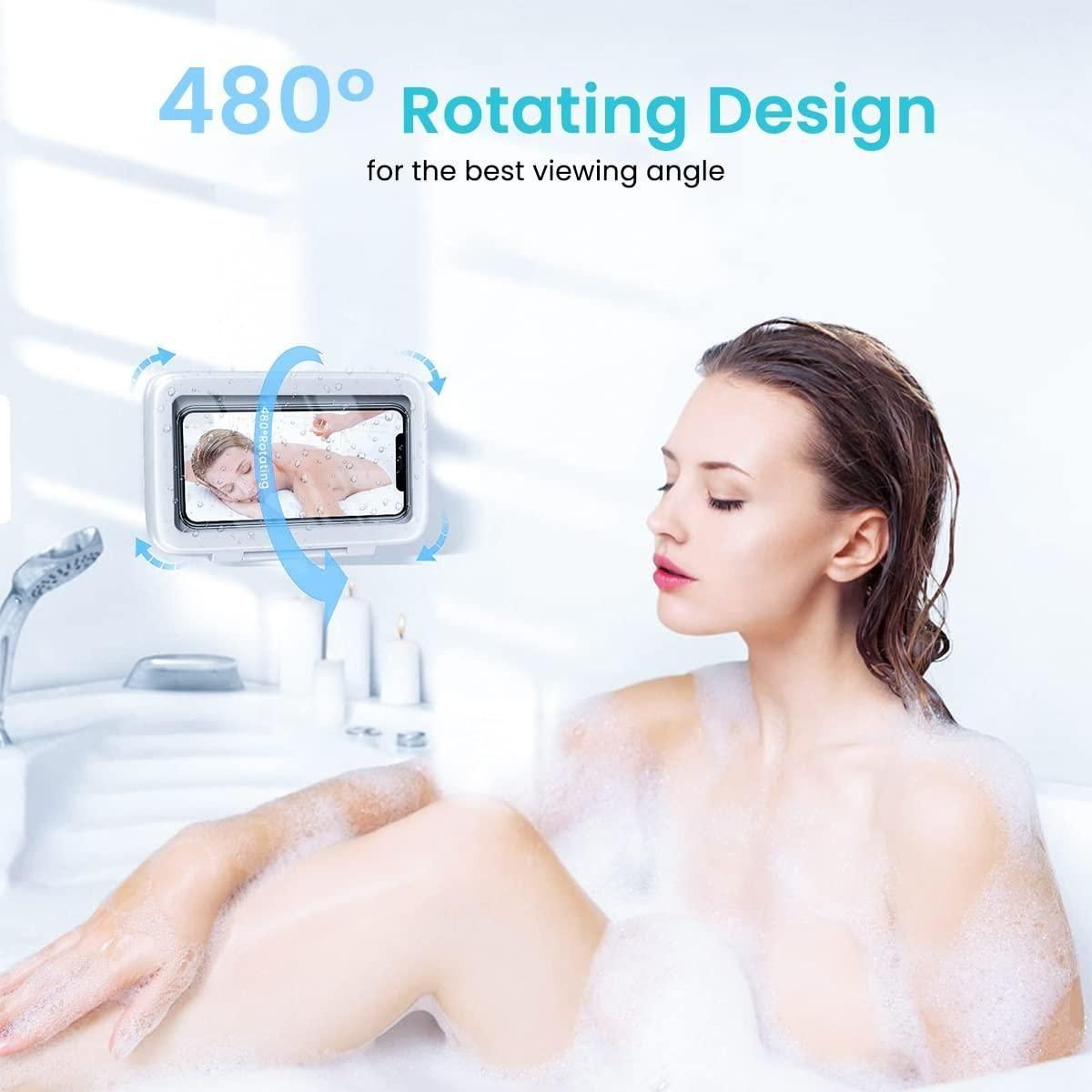 Waterproof & Anti-Fog Phone Holder – Universal Wall Mount Stand Case (White)