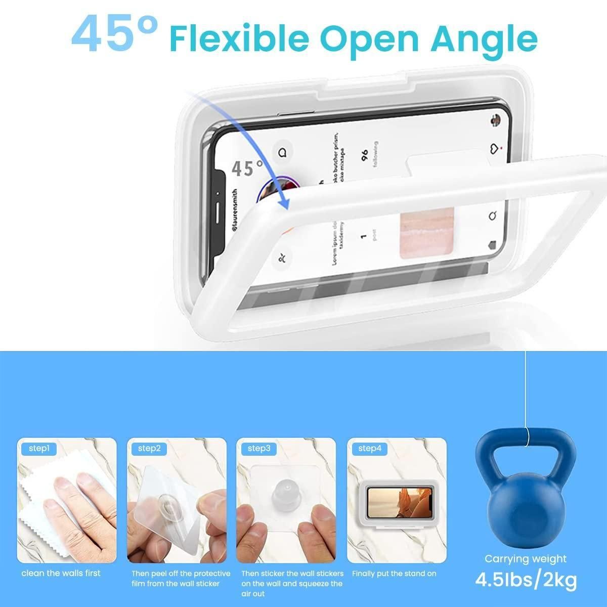 Waterproof & Anti-Fog Phone Holder – Universal Wall Mount Stand Case (White)
