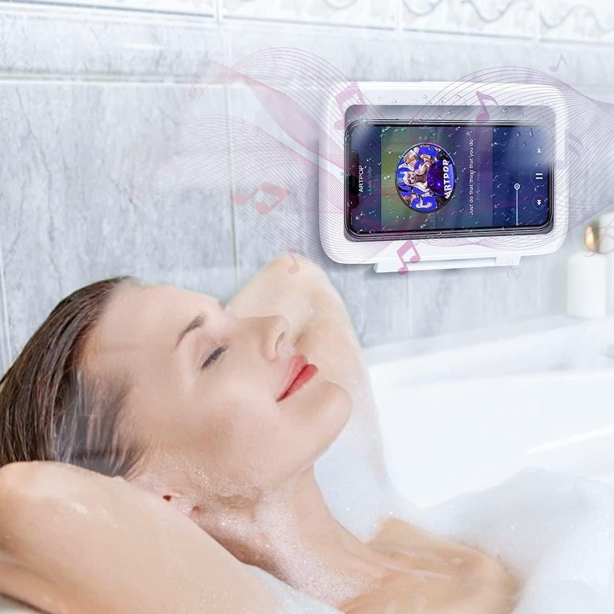 Waterproof & Anti-Fog Phone Holder – Universal Wall Mount Stand Case (White)