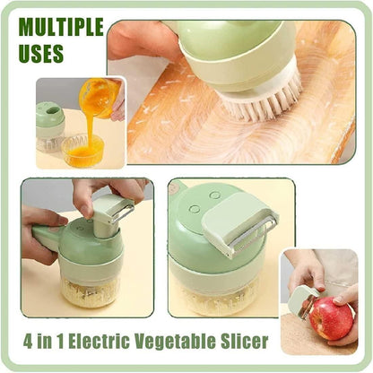 4-in-1 Portable Electric Vegetable Cutter Set – Wireless Food Processor & Chopper