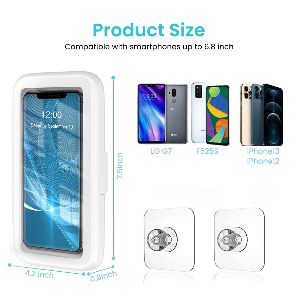 Waterproof & Anti-Fog Phone Holder – Universal Wall Mount Stand Case (White)
