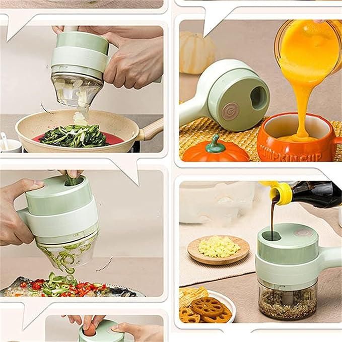 4-in-1 Portable Electric Vegetable Cutter Set – Wireless Food Processor & Chopper