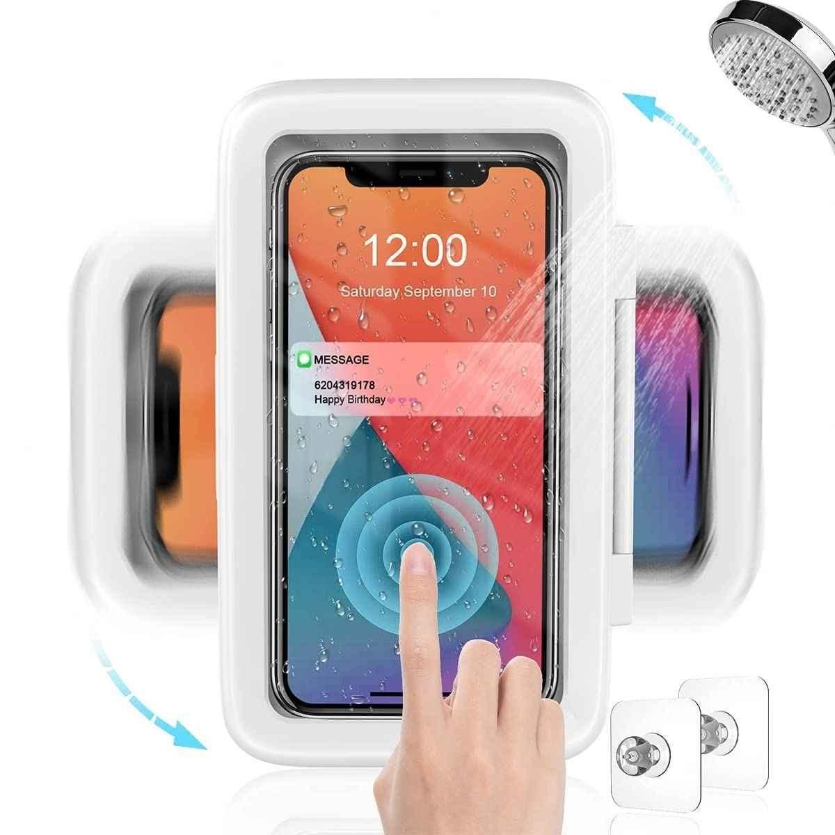 Waterproof & Anti-Fog Phone Holder – Universal Wall Mount Stand Case (White)