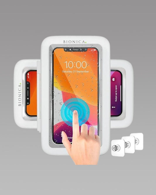 Waterproof & Anti-Fog Phone Holder – Universal Wall Mount Stand Case (White)