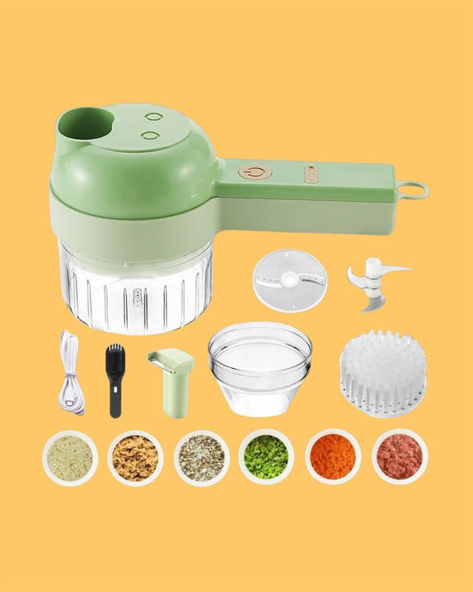 4-in-1 Portable Electric Vegetable Cutter Set – Wireless Food Processor & Chopper