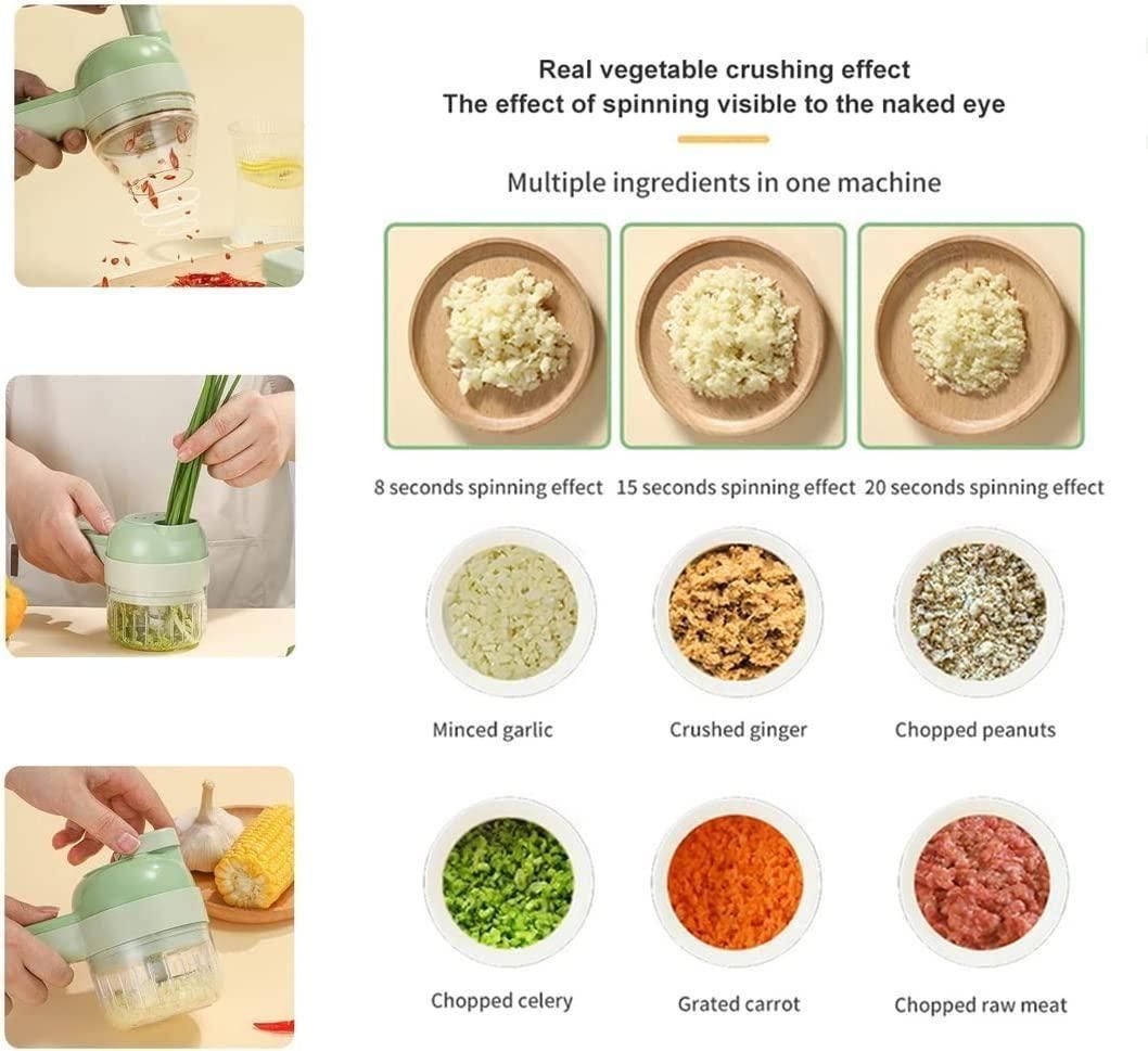 4-in-1 Portable Electric Vegetable Cutter Set – Wireless Food Processor & Chopper