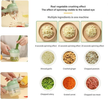 4-in-1 Portable Electric Vegetable Cutter Set – Wireless Food Processor & Chopper
