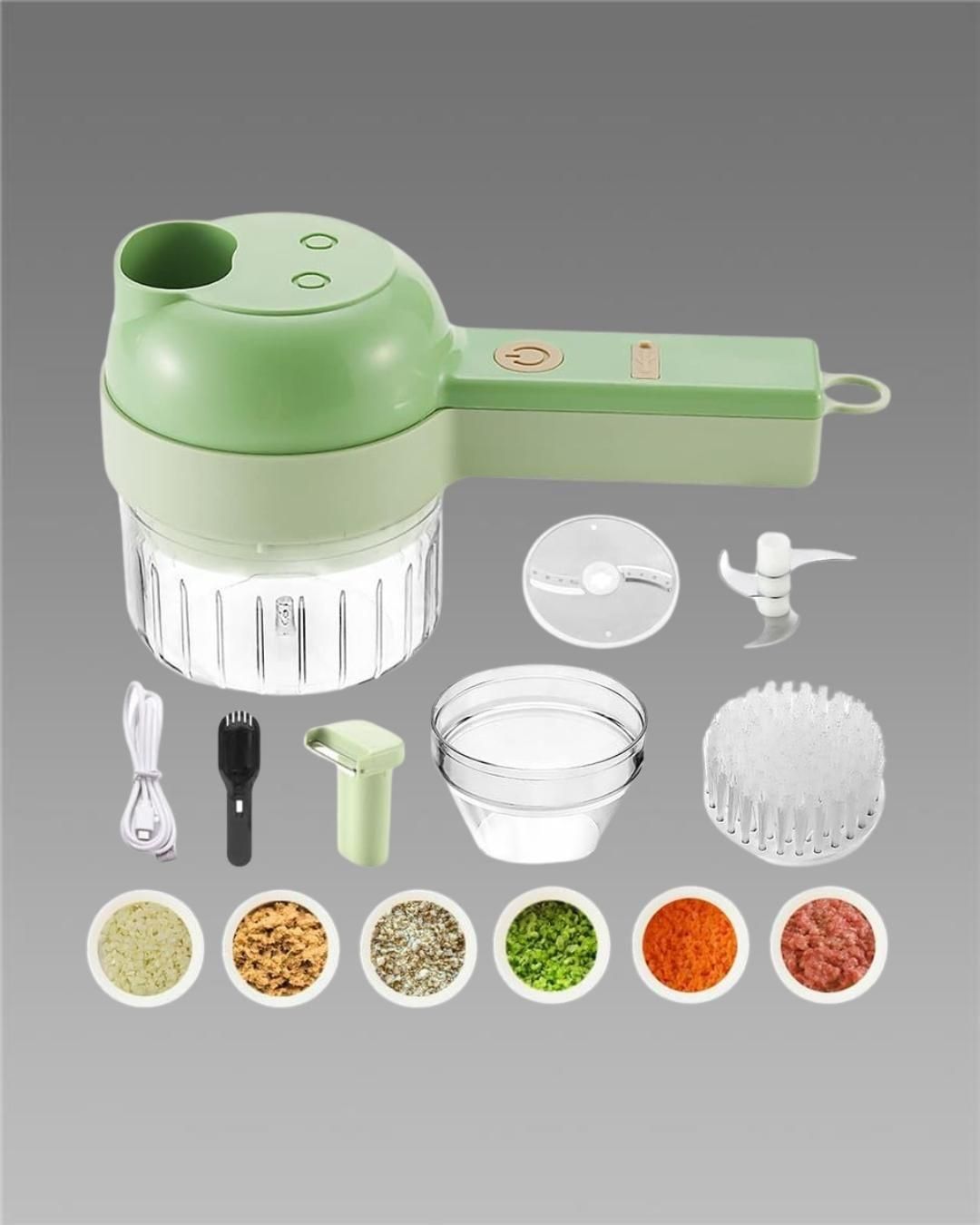 4-in-1 Portable Electric Vegetable Cutter Set – Wireless Food Processor & Chopper