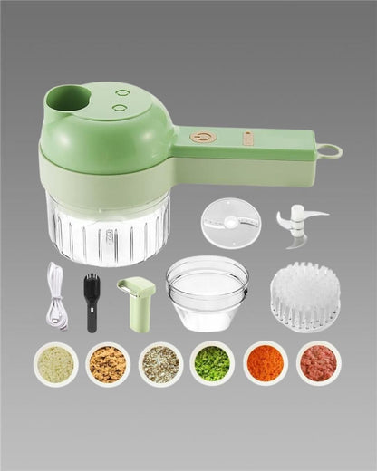 4-in-1 Portable Electric Vegetable Cutter Set – Wireless Food Processor & Chopper